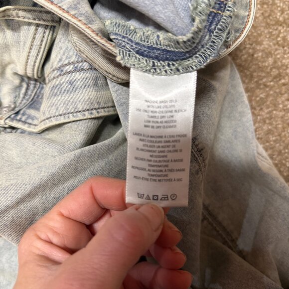 We The Free Crvy Flared Leg Jeans Womens 34 Light Blue Cotton Stretch Frayed Hem - Picture 14 of 16